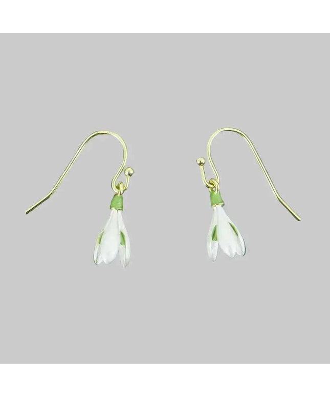 Snowdrop White Flower Single Drop Hook Earrings