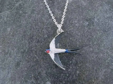 Swallow Bird Necklace - Silver Plated Pendant with Symbolic Meaning