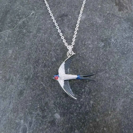 Swallow Bird Necklace - Silver Plated Pendant with Symbolic Meaning