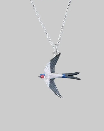 Swallow Bird Necklace - Silver Plated Pendant with Symbolic Meaning