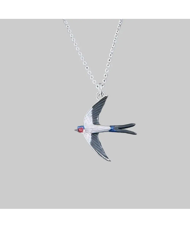 Swallow Bird Necklace - Silver Plated Pendant with Symbolic Meaning