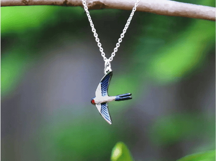 Swallow Bird Necklace - Silver Plated Pendant with Symbolic Meaning