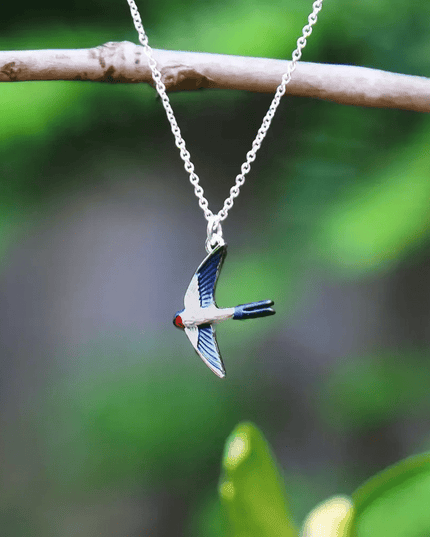 Swallow Bird Necklace - Silver Plated Pendant with Symbolic Meaning