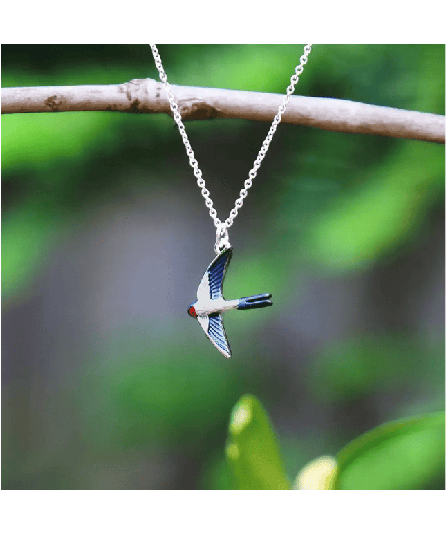 Swallow Bird Necklace - Silver Plated Pendant with Symbolic Meaning