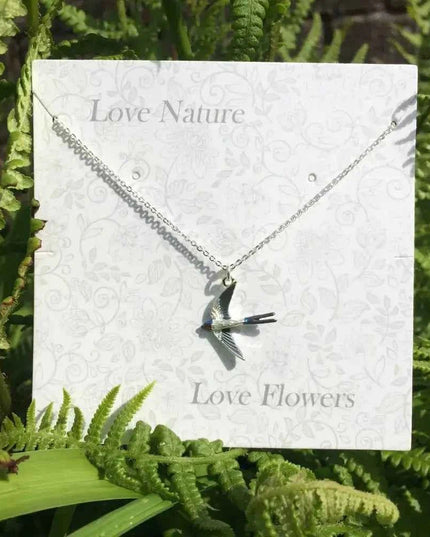 Swallow Bird Necklace - Silver Plated Pendant with Symbolic Meaning