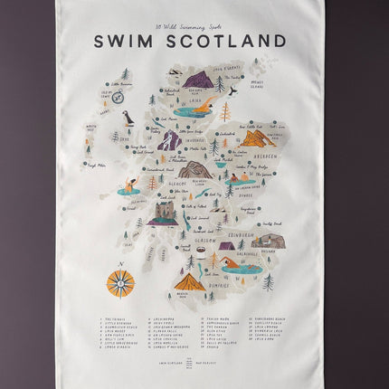 Scotland wild Swimming Tea Towel