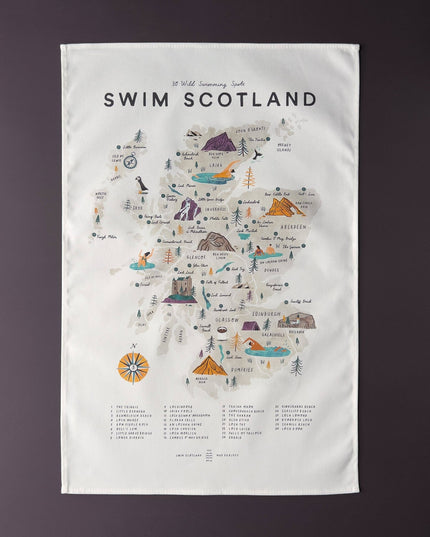 Scotland wild Swimming Tea Towel