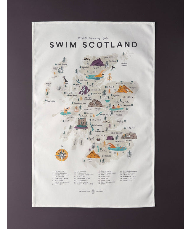 Scotland wild Swimming Tea Towel