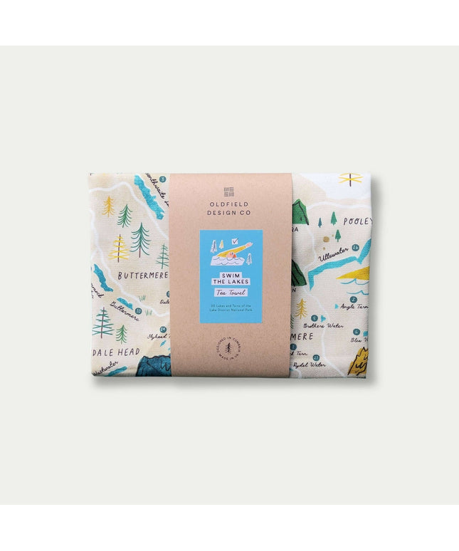 Lake District Map Tea Towel – Swim the Lakes - 30 Lakes and Tarns