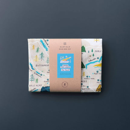 Lake District Map Tea Towel – Swim the Lakes - 30 Lakes and Tarns