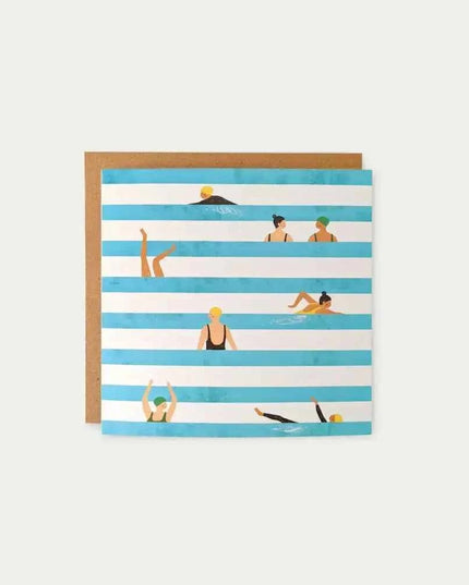 Swimmers Stripes Greetings Card