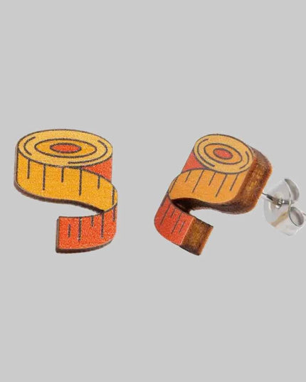 Tape Measure Wooden Earrings - Craft themed Jewellery