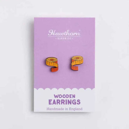 Tape Measure Wooden Earrings - Craft themed Jewellery