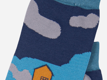 Teal Men's Coastal Scene Print Bamboo Socks