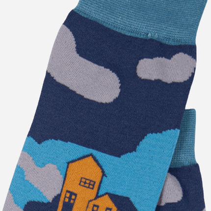 Teal Men's Coastal Scene Print Bamboo Socks