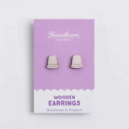 Thimble Wooden Earrings - Craft themed Jewellery