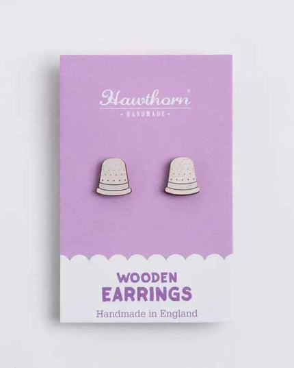 Thimble Wooden Earrings - Craft themed Jewellery