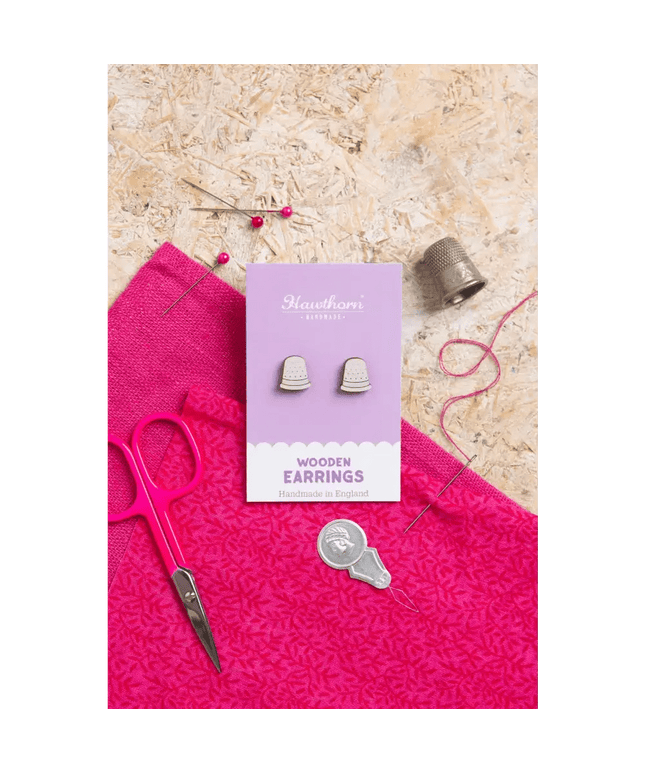 Thimble Wooden Earrings - Craft themed Jewellery