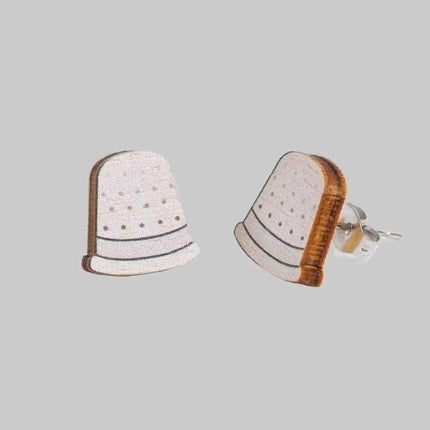 Thimble Wooden Earrings - Craft themed Jewellery