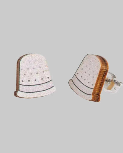 Thimble Wooden Earrings - Craft themed Jewellery