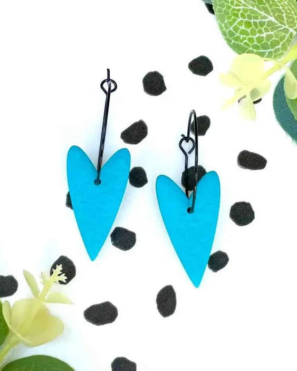 Turquoise Heart Polymer Clay Hoop Earrings