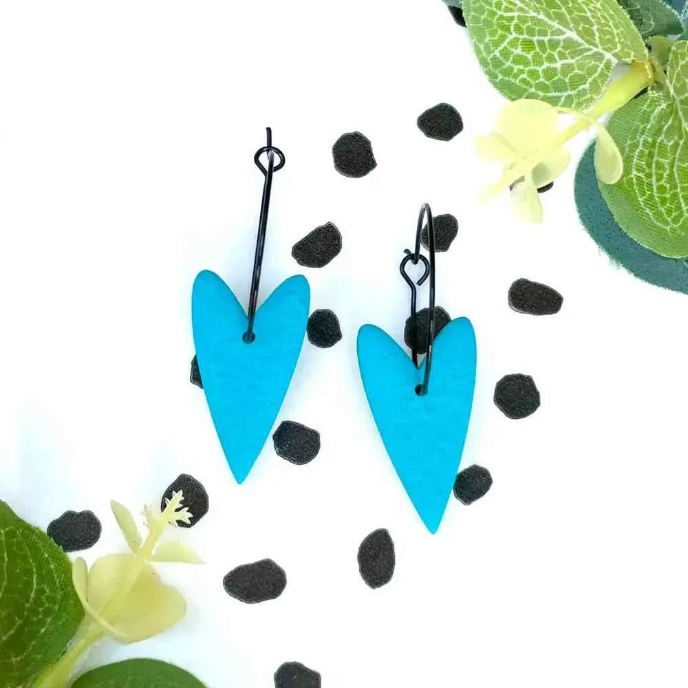 Turquoise Heart Polymer Clay Hoop Earrings - The Red Squirrel