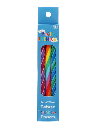 Twisted rainbow erasers - set of 3