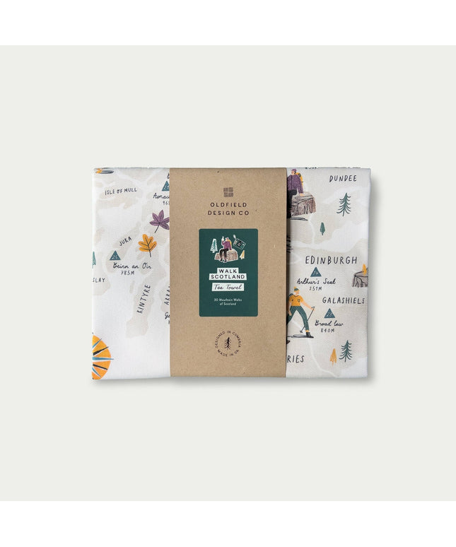 Scotland Walking Map Tea Towel