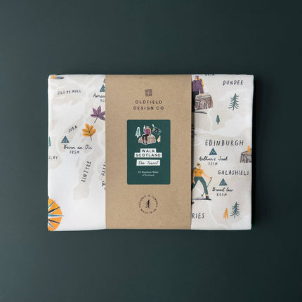 Scotland Walking Map Tea Towel