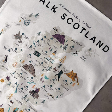 Scotland Walking Map Tea Towel