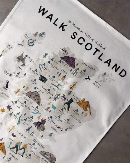 Scotland Walking Map Tea Towel