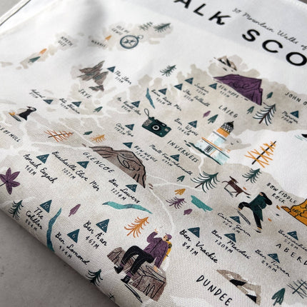 Scotland Walking Map Tea Towel
