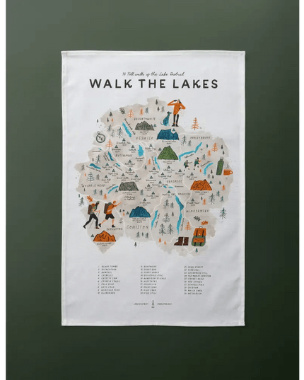 Walk the Lakes Cotton Tea Towel
