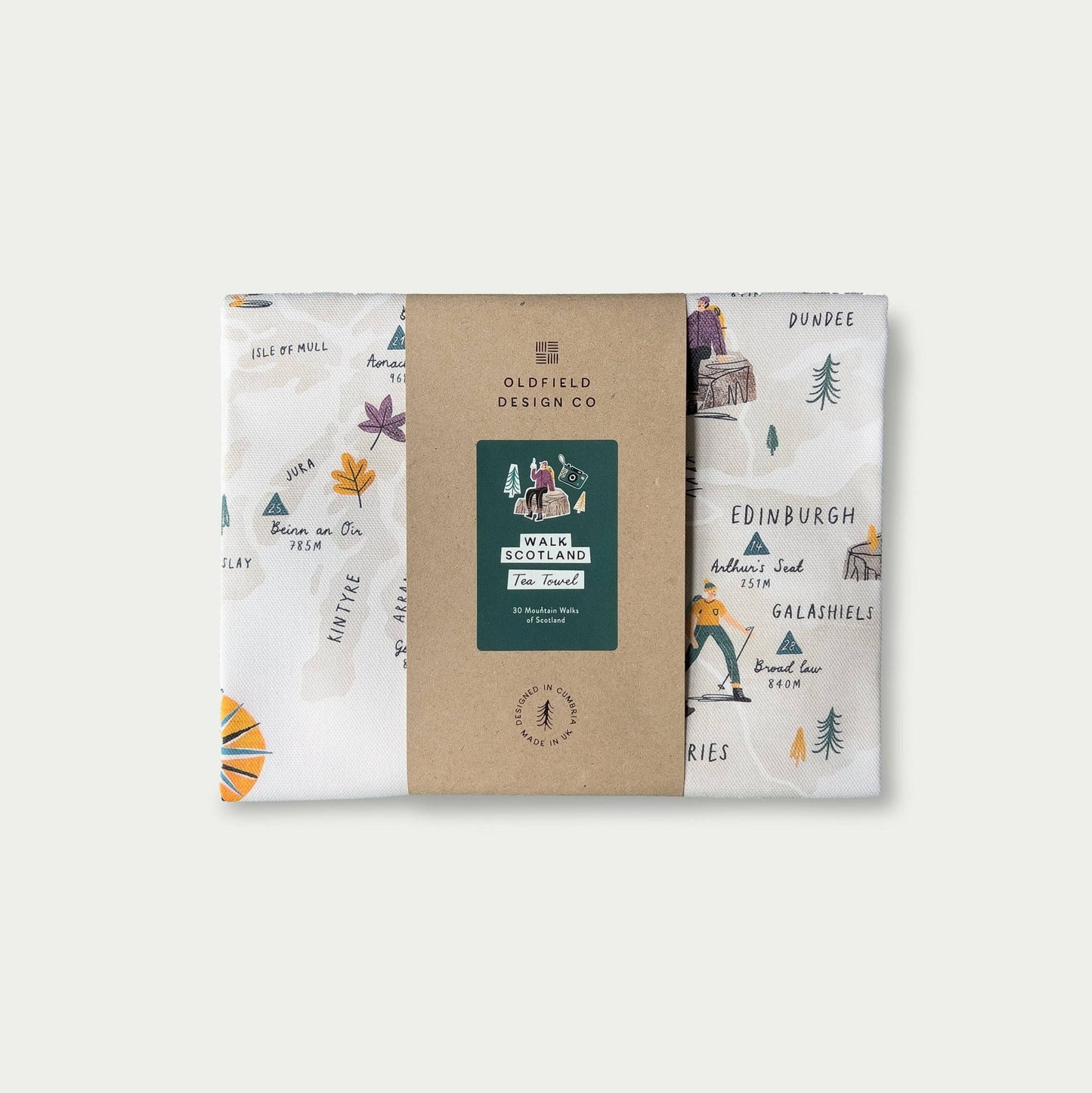 Scotland Walking Map Tea Towel