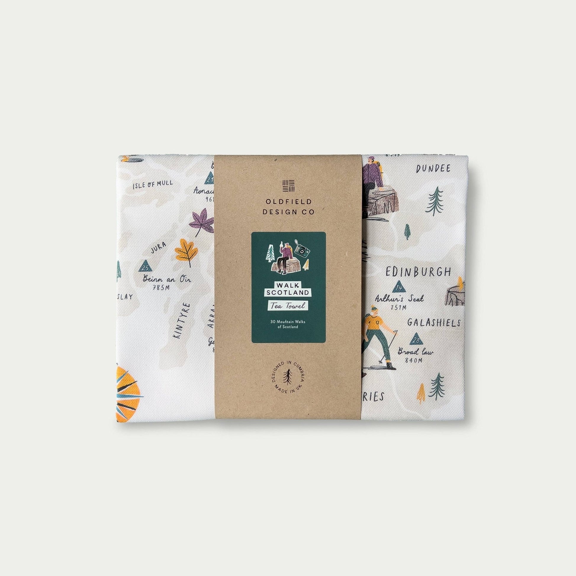 Scotland Walking Map Tea Towel