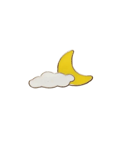 Space and Weather themed pin badges - Various Designs Moon and cloud