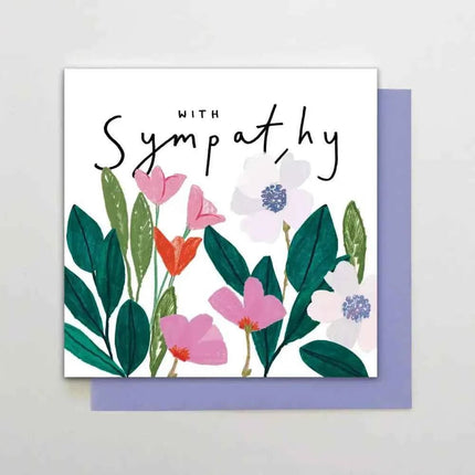 With Sympathy, Square Flowers card.