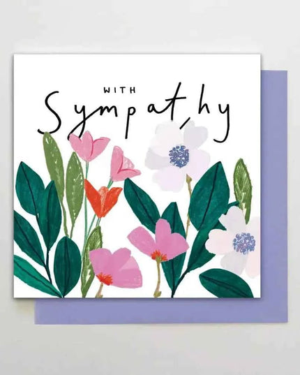 With Sympathy, Square Flowers card.