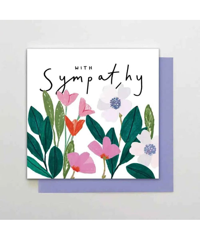 With Sympathy, Square Flowers card.