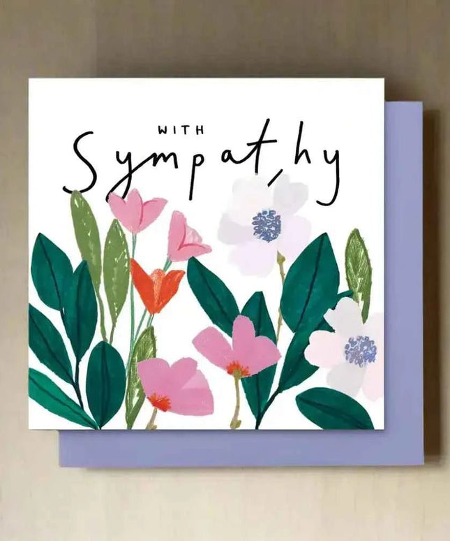 With Sympathy, Square Flowers card.