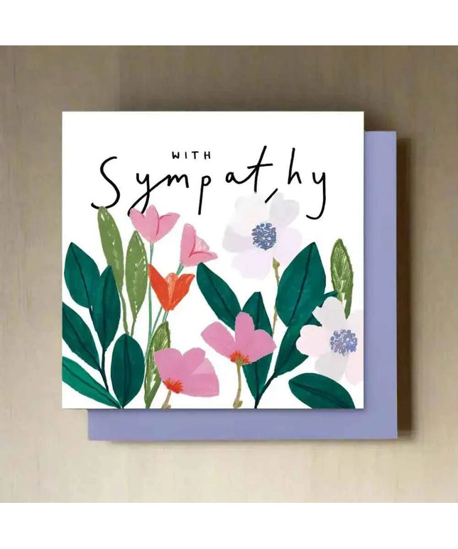 With Sympathy, Square Flowers card.