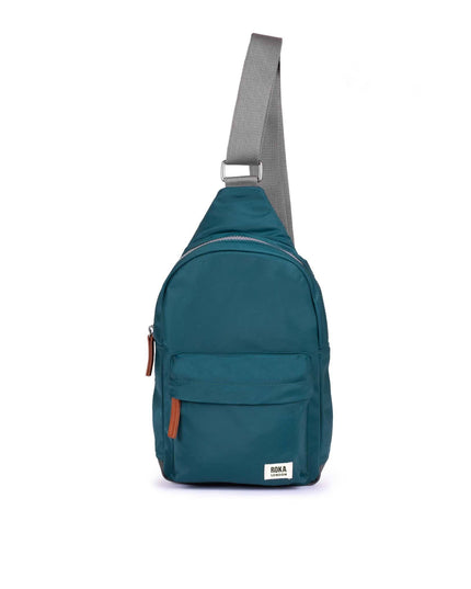 ROKA London: Willesden Sling Bag in Teal Nylon