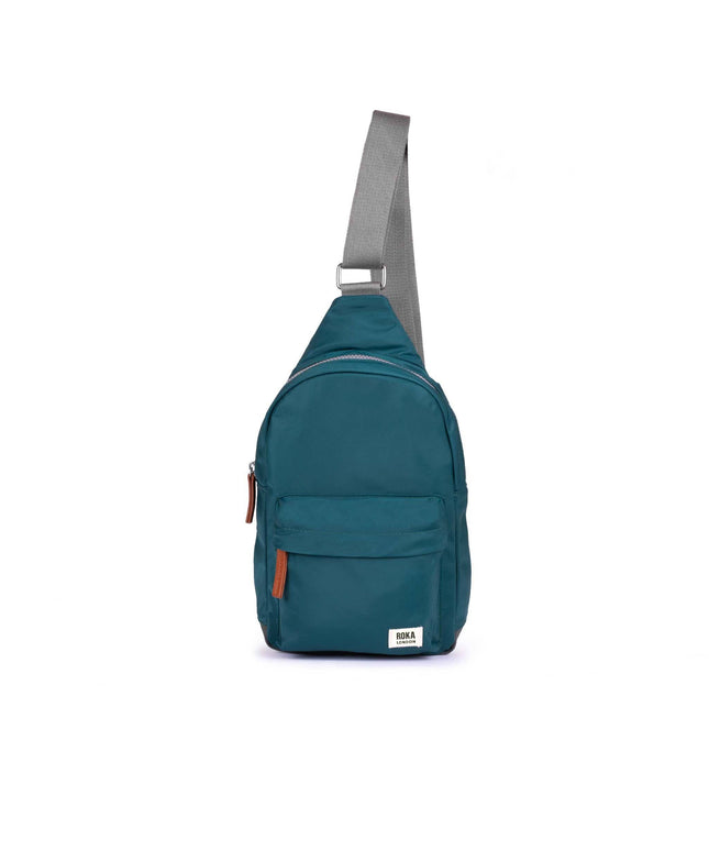ROKA London: Willesden Sling Bag in Teal Nylon
