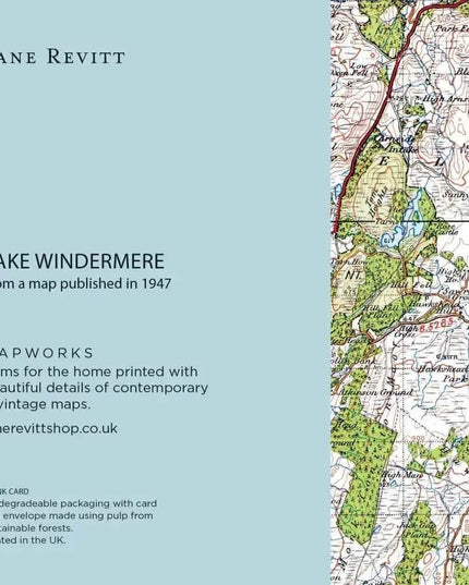 Windermere Lake District Map card