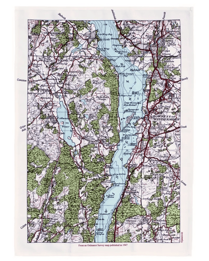 Windermere map tea towel