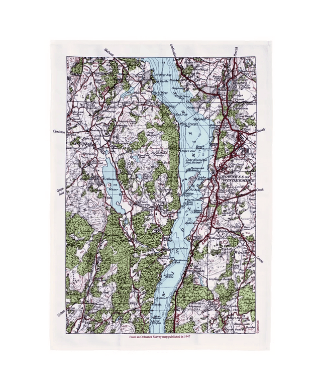 Windermere map tea towel