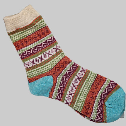 Winter Nordic Style Women's Socks Blue Heel