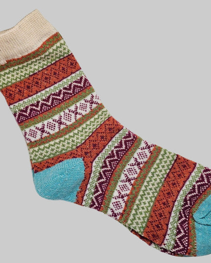 Winter Nordic Style Women's Socks Blue Heel