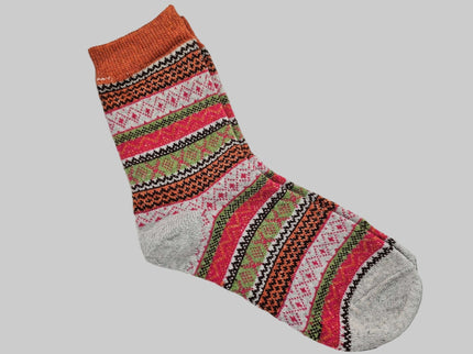 Winter Nordic Style Women's Socks Cream Grey Heel