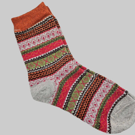 Winter Nordic Style Women's Socks Cream Grey Heel